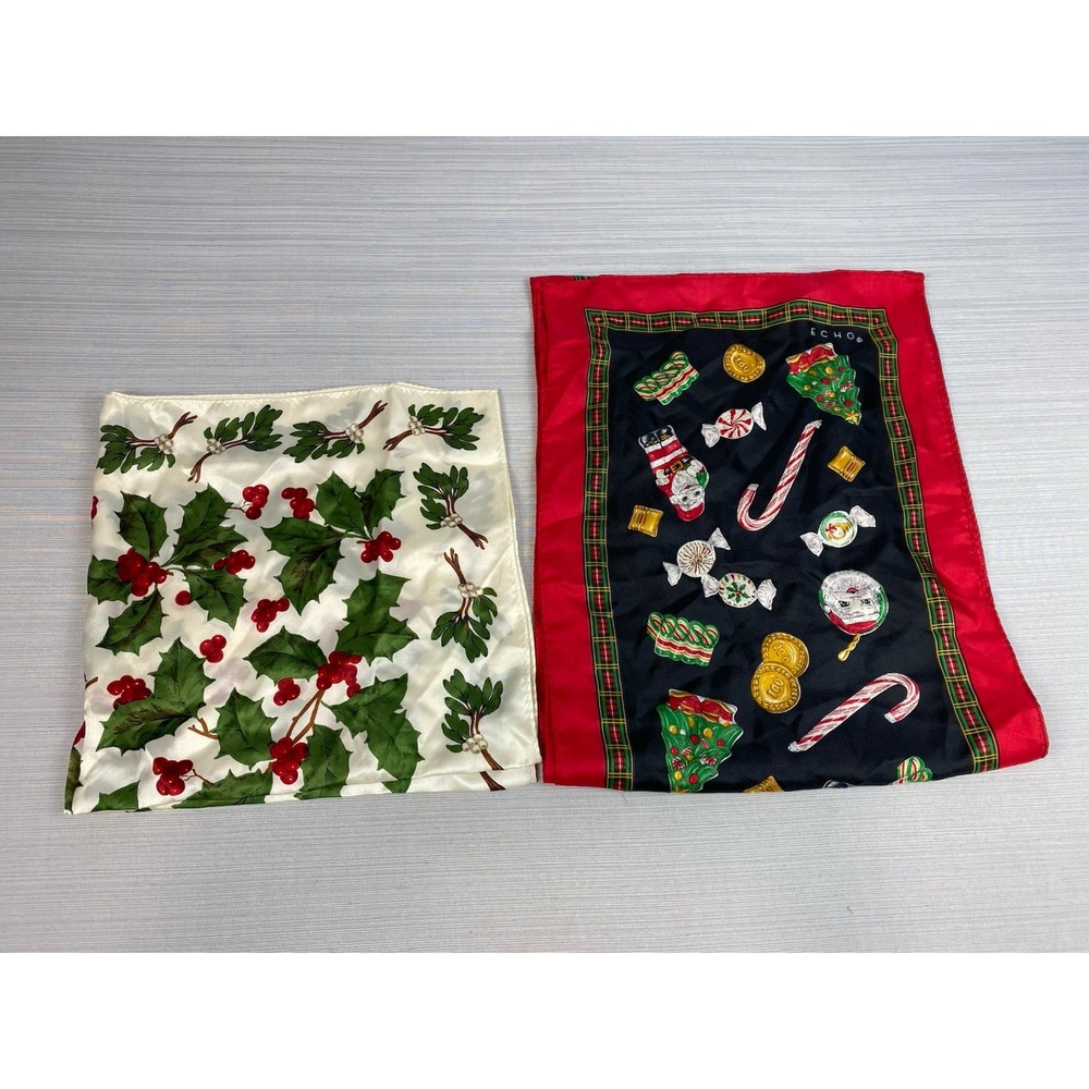Echo Holiday Silk Scarves in Red, Black, Green, White